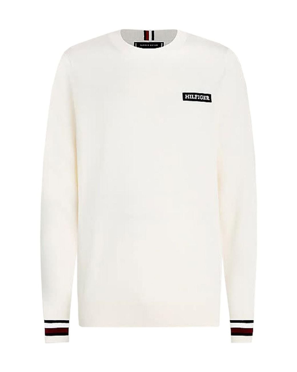 Tommy Hilfiger White Round-Neck Sweater for men