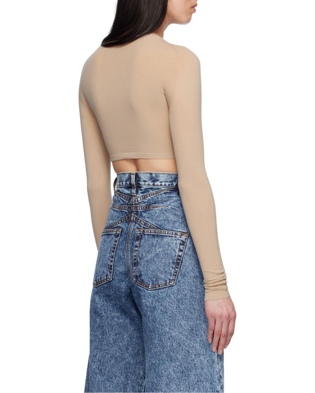 Alaïa White Alaïa Crewneck Cropped Knitted Top