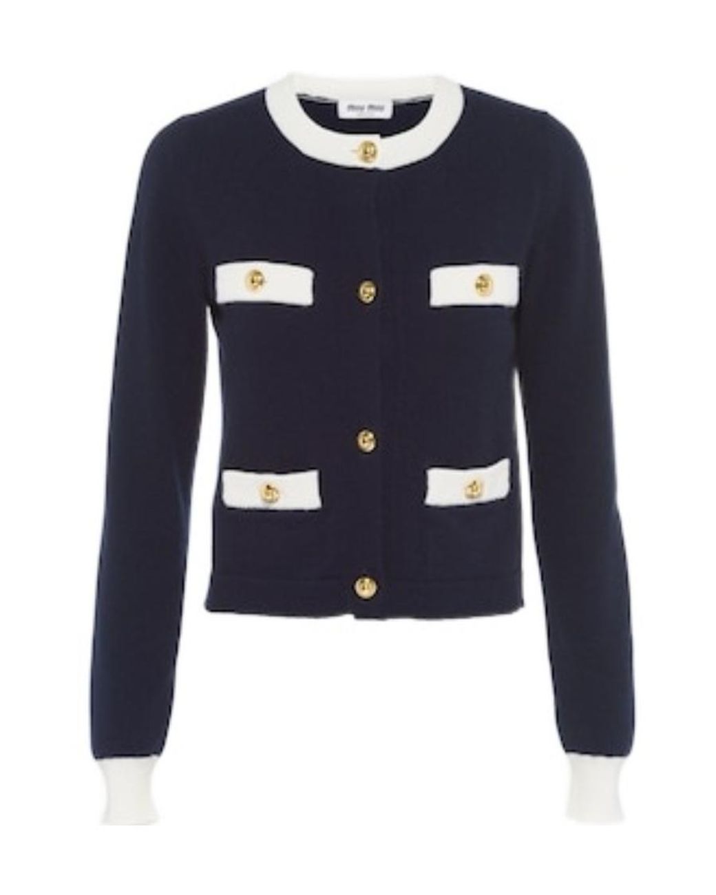 Miu Miu Blue Button-Up Long Sleeved Cardigan