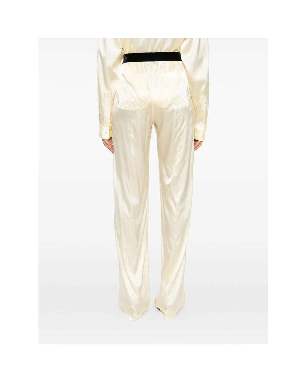 Tom Ford White Satin Straight Leg Pants