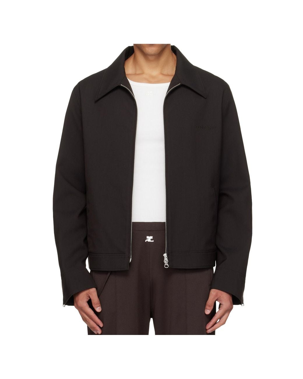 Courreges Black Lapel Long-Sleeved Casual Jacket for men
