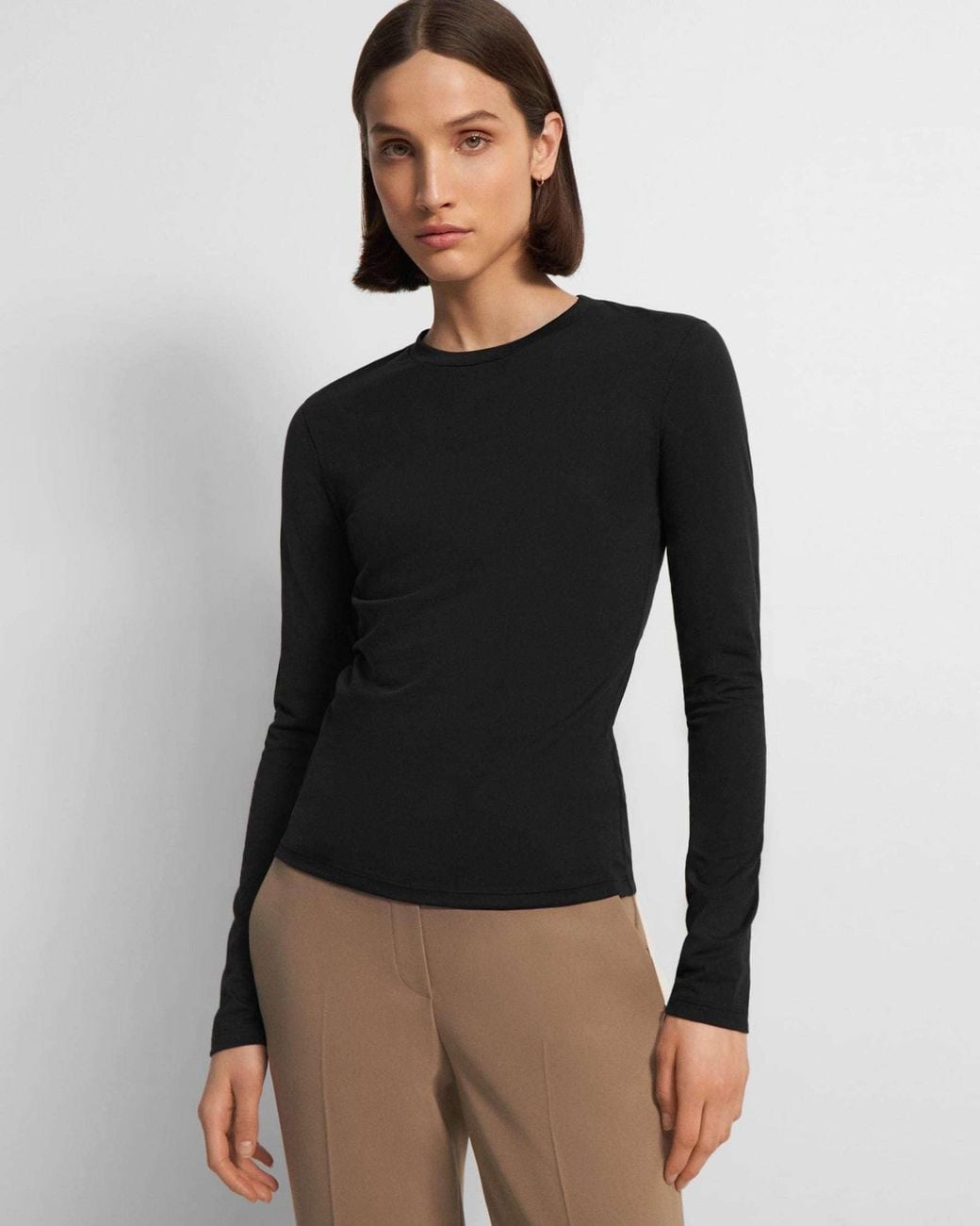 Theory Black Long Sleeved Crewneck Top