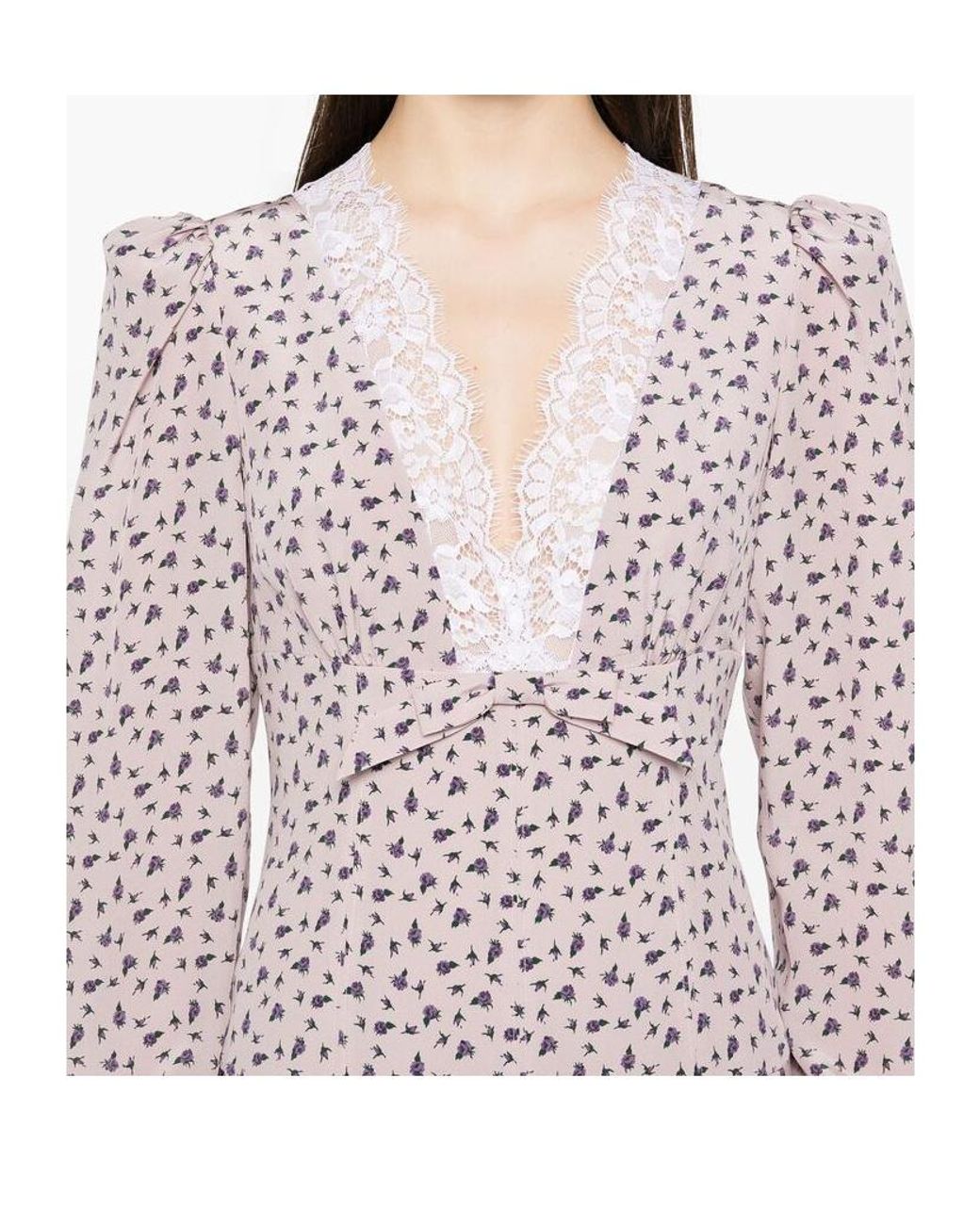 Alessandra Rich Purple Small Rose Print Dress