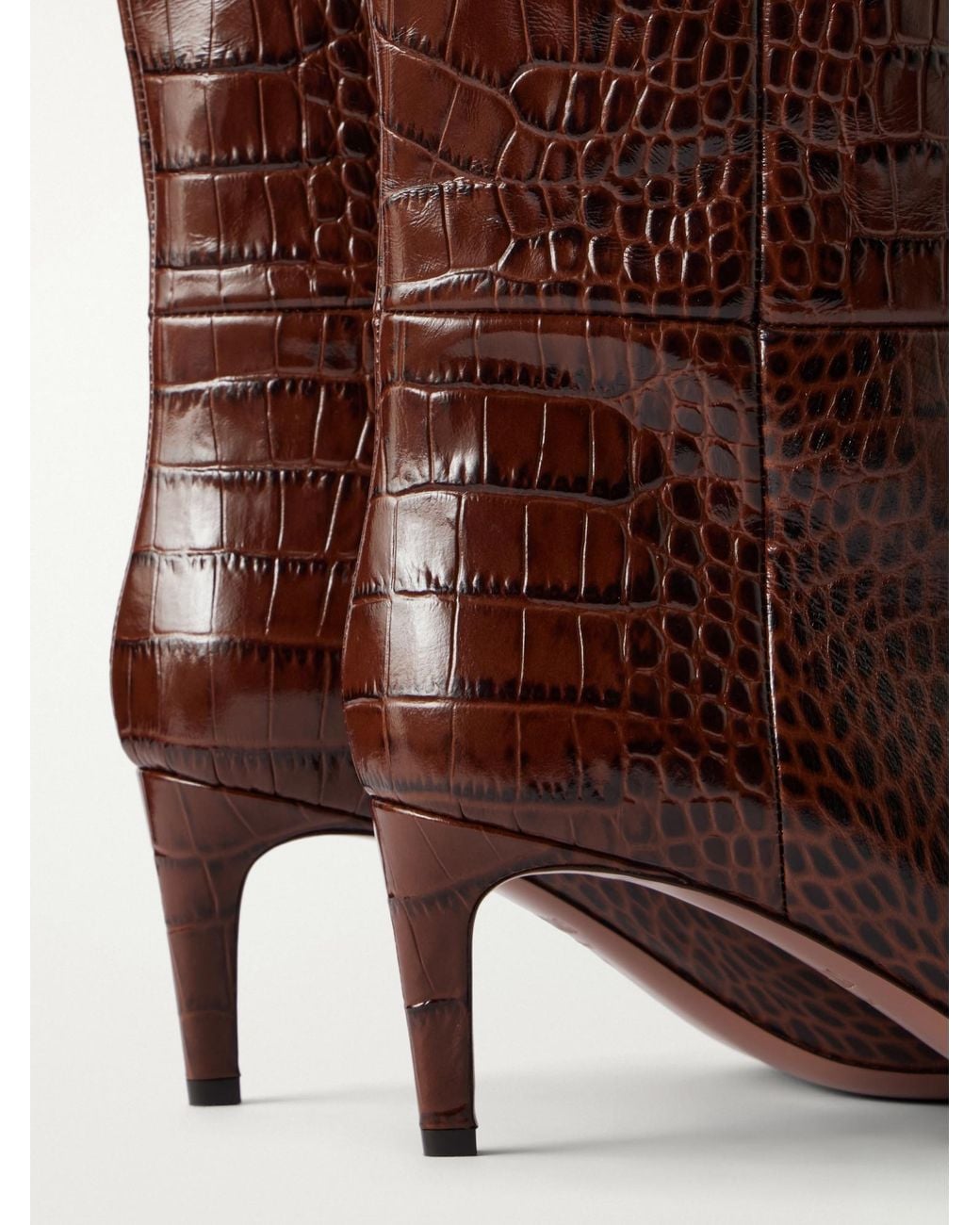 Paris Texas Brown Croc-Effect Knee Boots