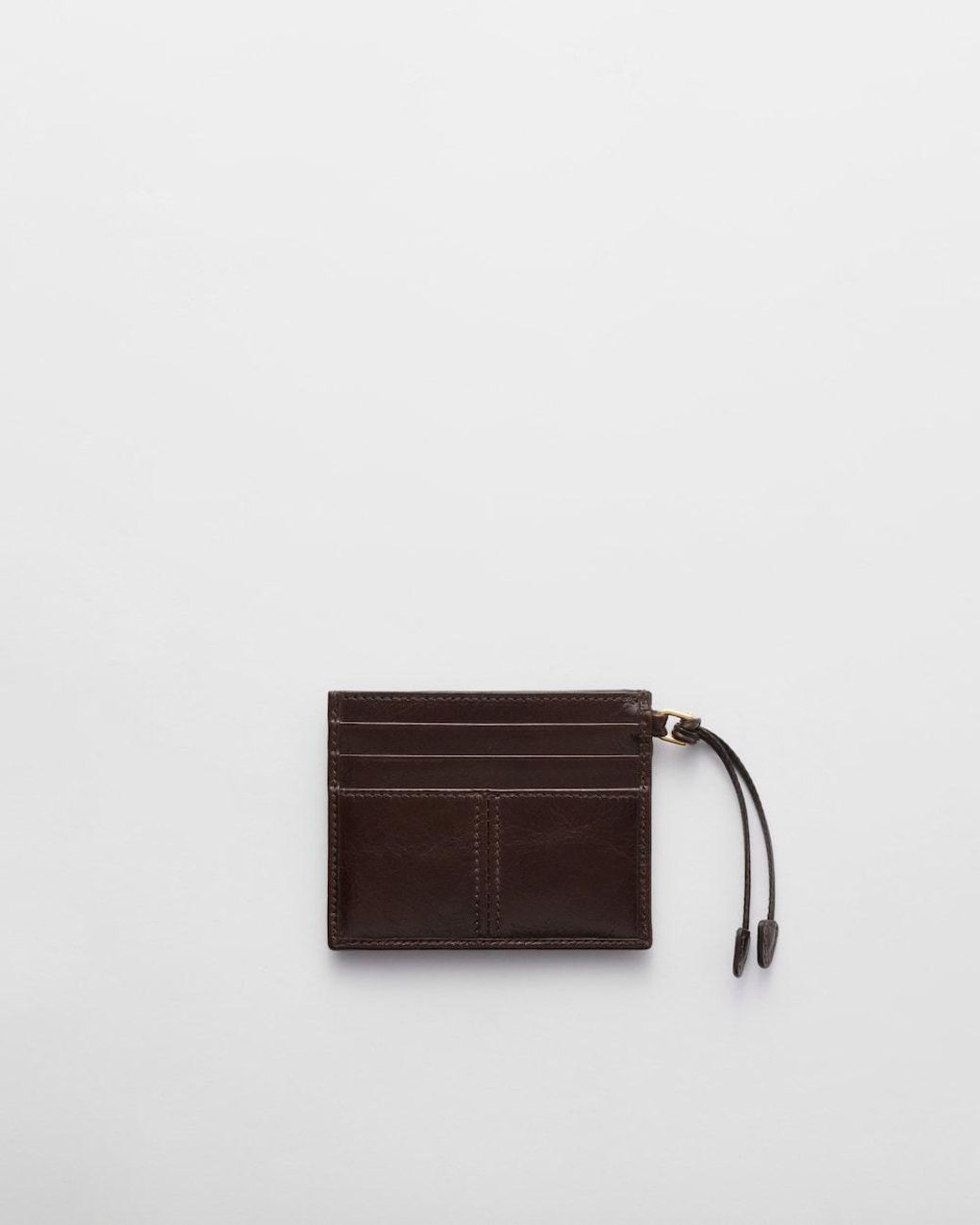 Prada Brown Logo Plaque Open Top Card Holder