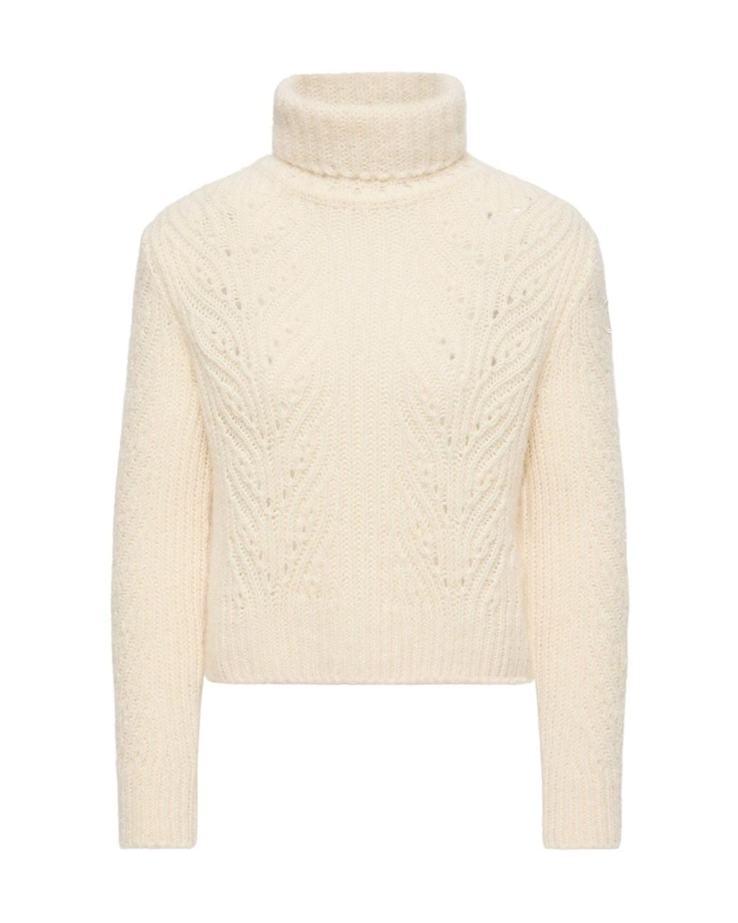 Moncler White Alpaca Blend Turtleneck Jumper