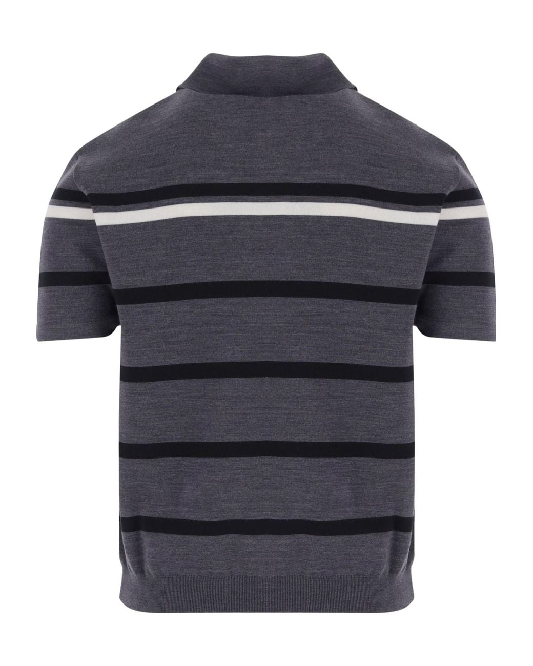 Gucci Blue Striped Wool Polo Shirt With Embroidery for men