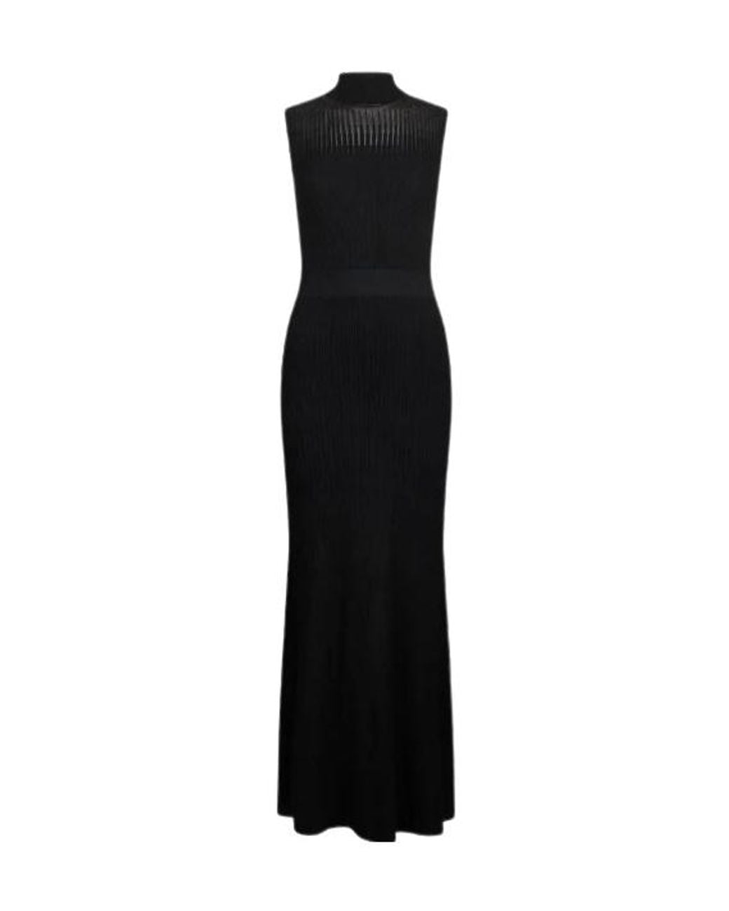 Liu Jo Black Ribbed High-Neck Maxi Dress