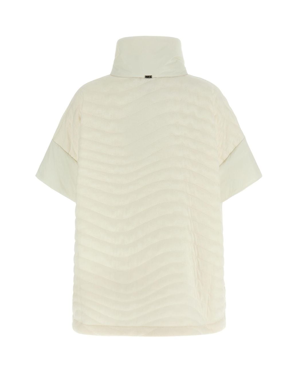 Herno White Wave-Effect Padded Poncho