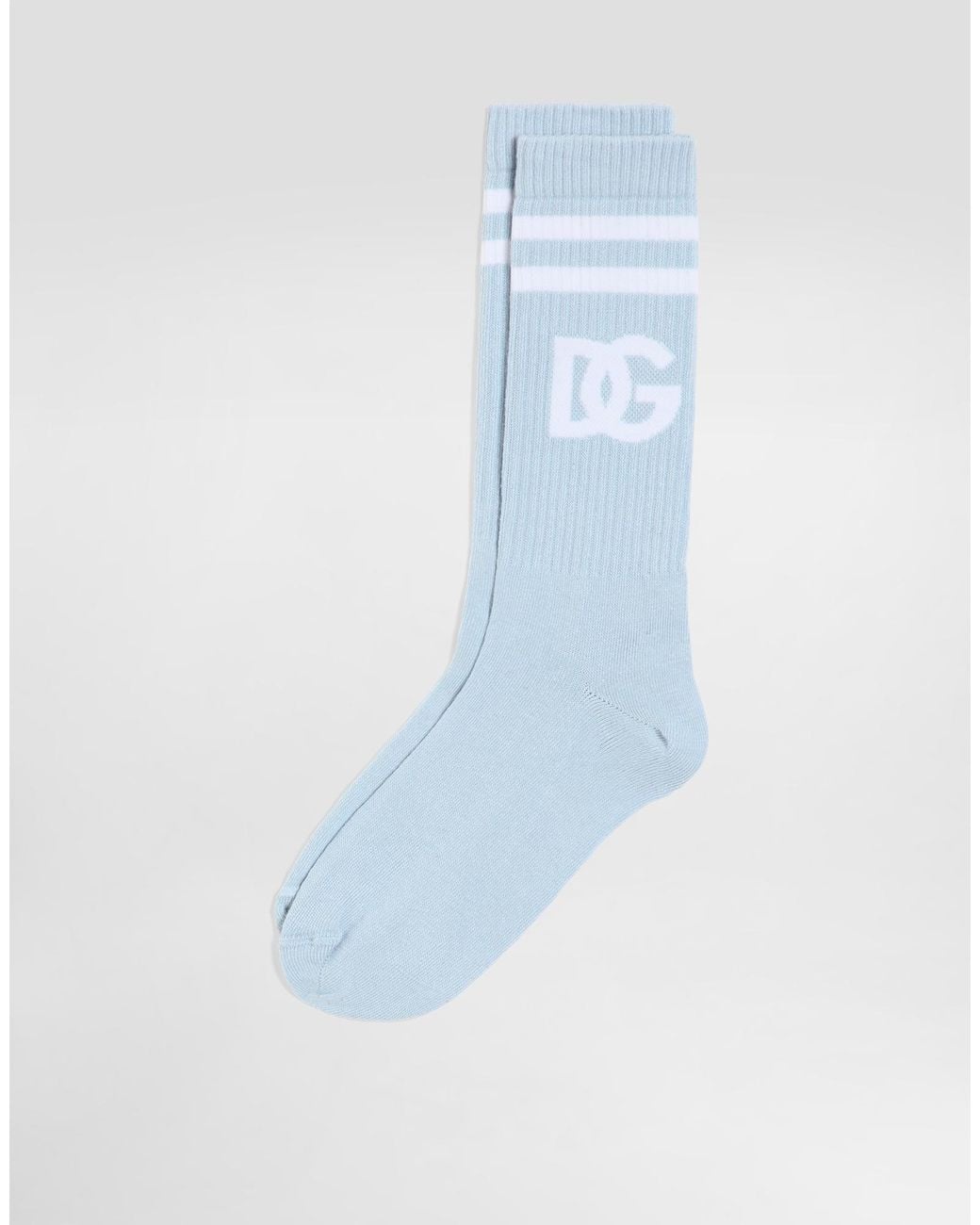 Dolce & Gabbana Blue Logo-Detail Socks for men