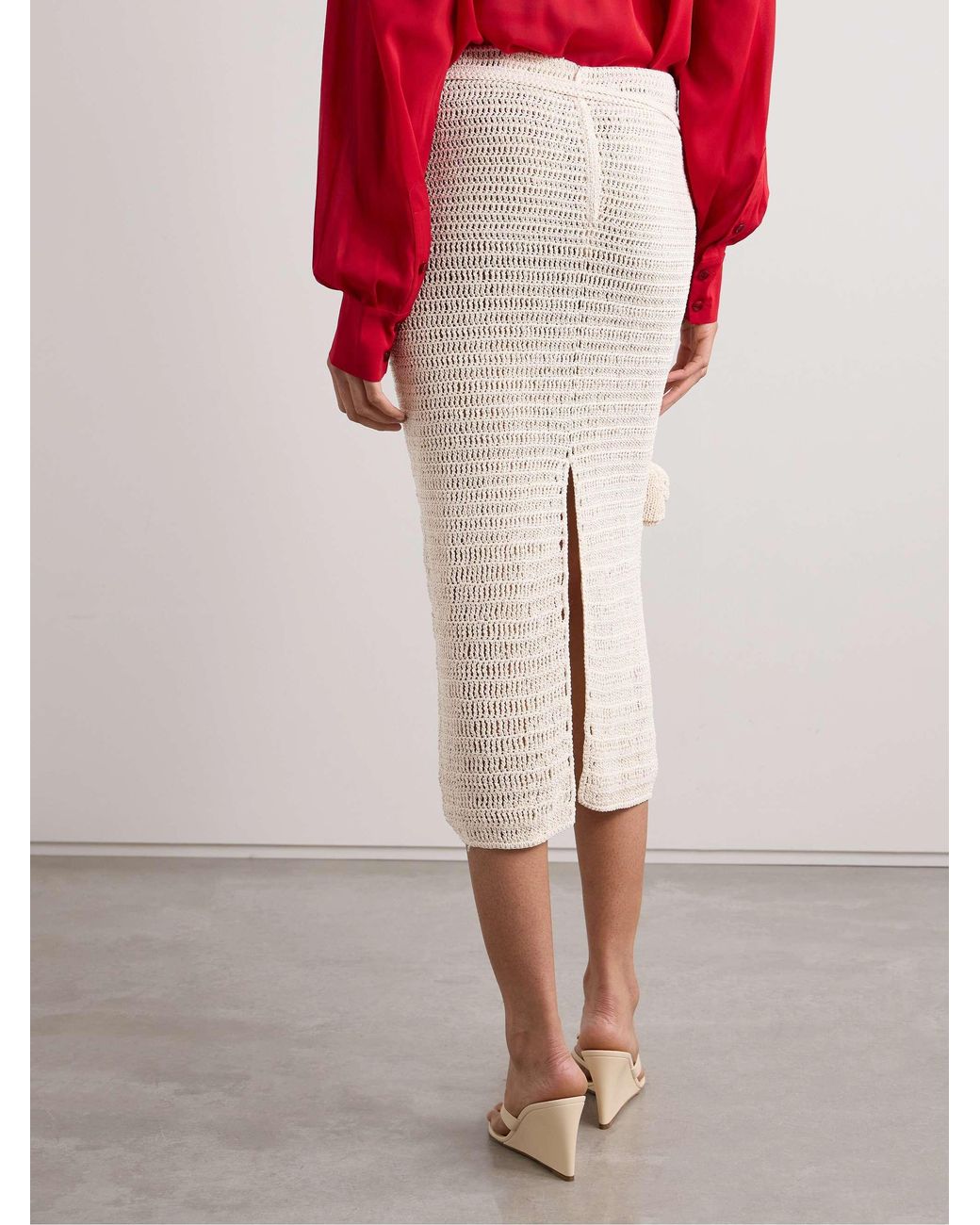 Magda Butrym Natural Decal Crocheted Skirt