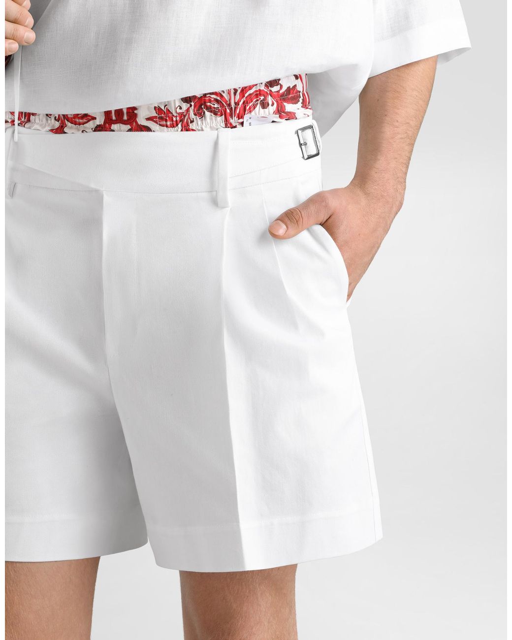 Dolce & Gabbana White Stretch Cotton Bermuda Shorts for men