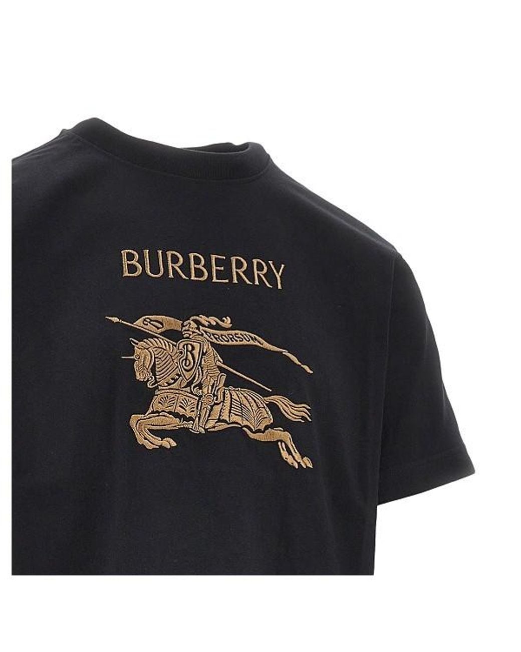 Burberry Black T-Shirt With Embroidered Logo for men