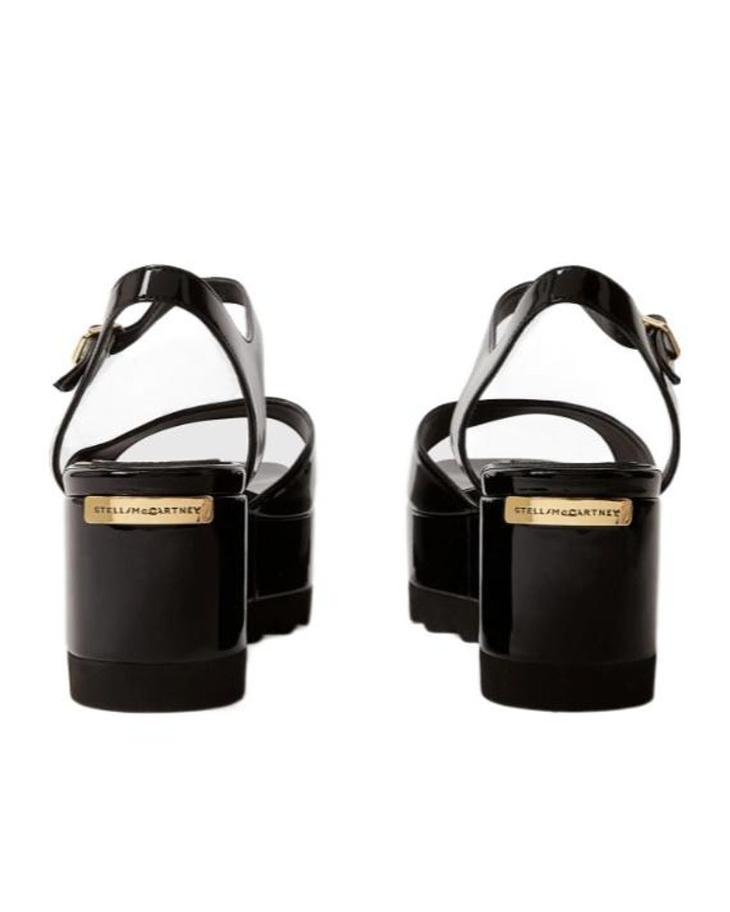 Stella McCartney Black Platform Buckle Heeled Sandals