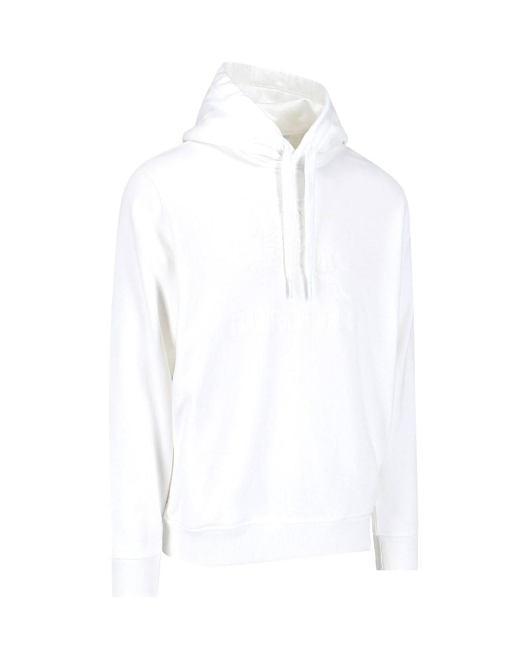 Burberry White Logo Detailed Drawstring Hoodie for men