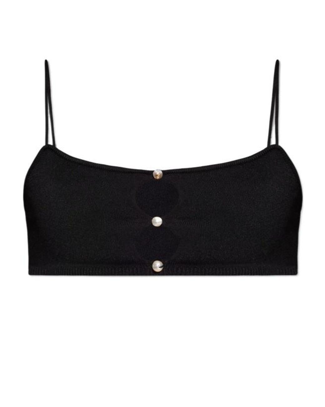 DSquared² Black Fine-Knit Cut-Out Square Neck Cropped Top