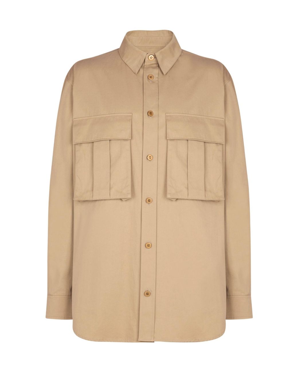 Balmain Natural Safari Collared Long-Sleeve Shirt for men