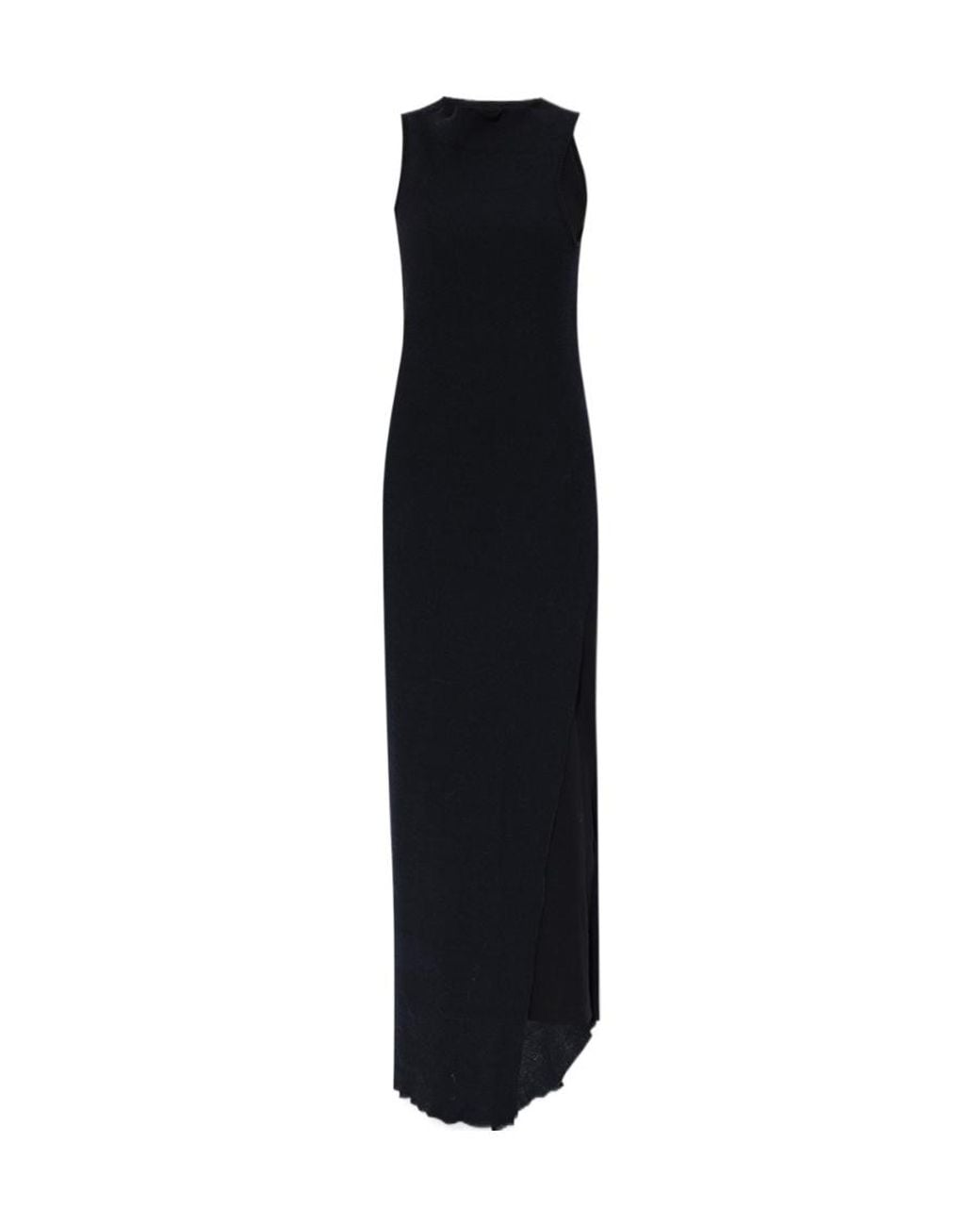 MM6 by Maison Margiela Black Asymmetric Draped Knitted Dress