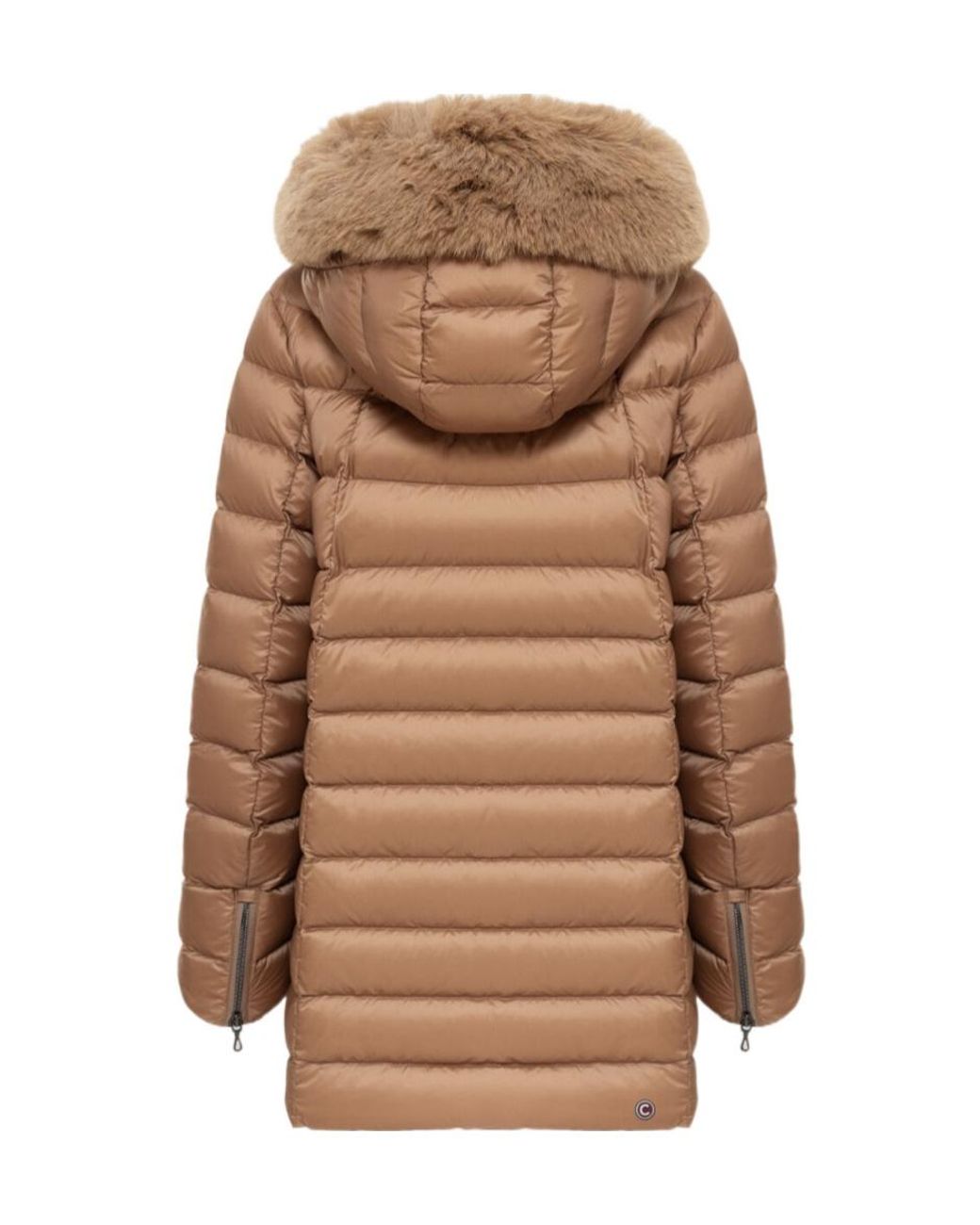 Colmar Brown Quilted Hooded Fur Trim Coat