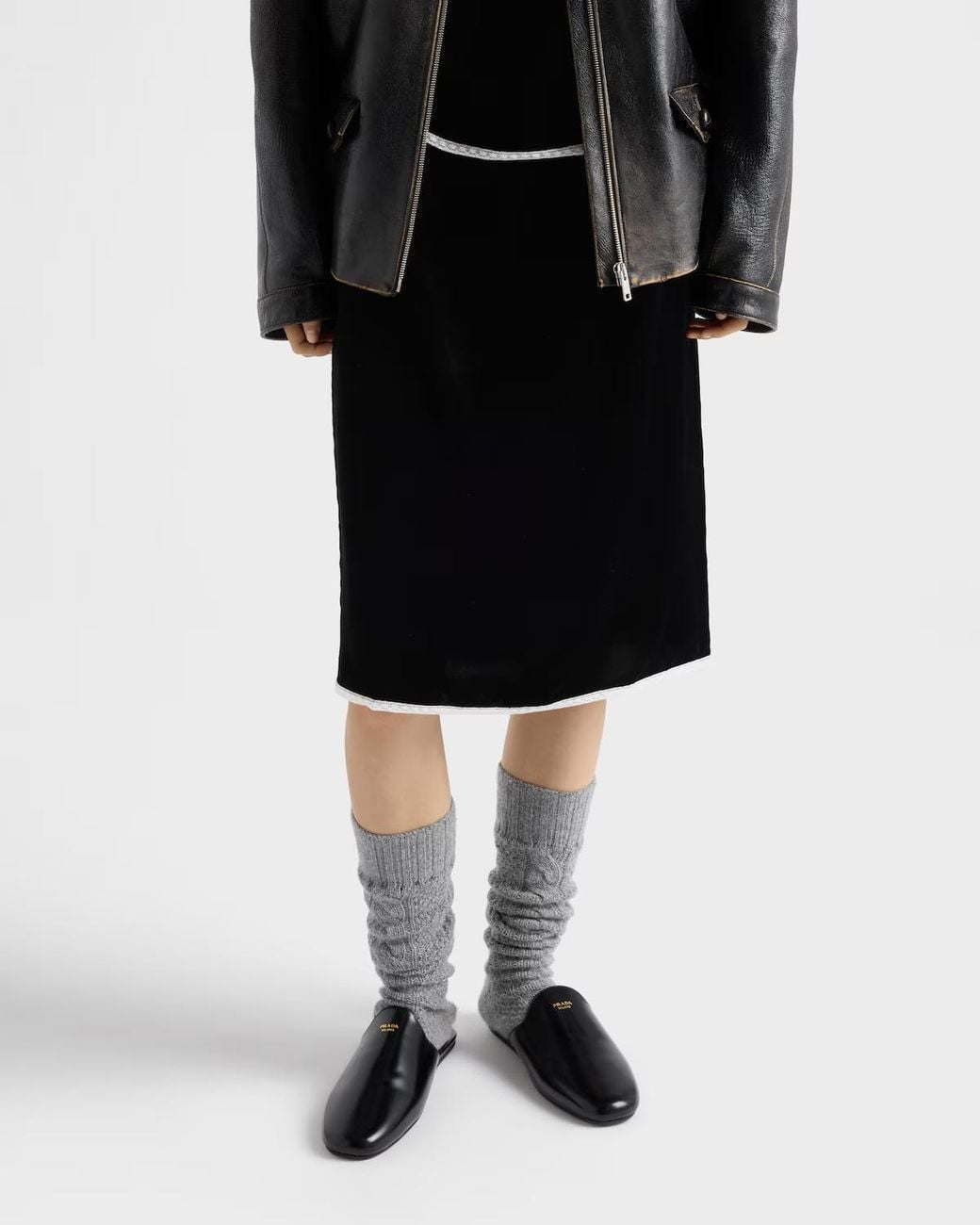 Prada Black Midi Velvet Skirt