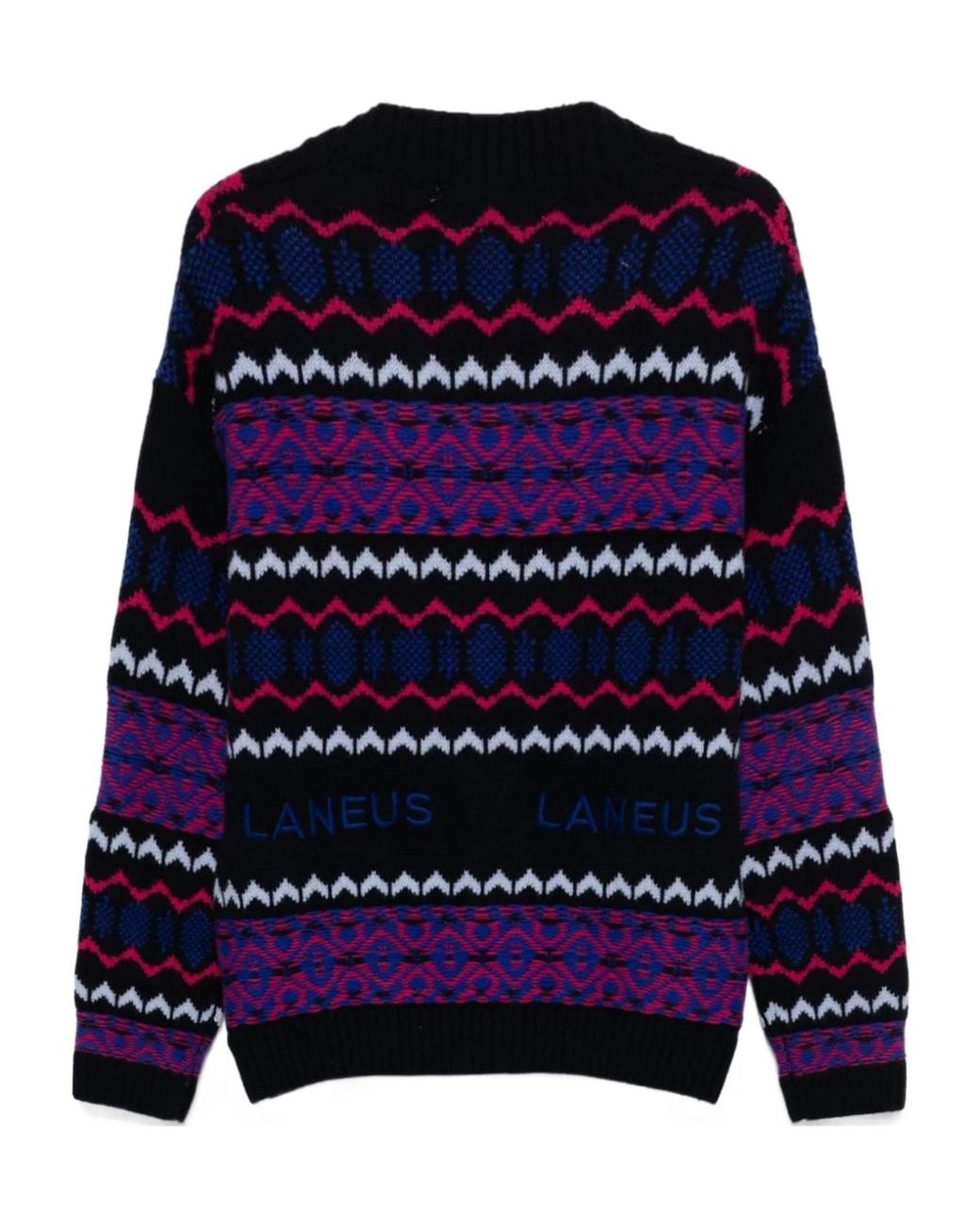 Laneus Blue Intarsia-Knit V-Neck Cardigan for men