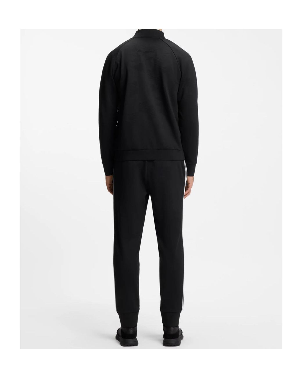 Boss Black Geometric-Pattern Zip-Up Sweater for men