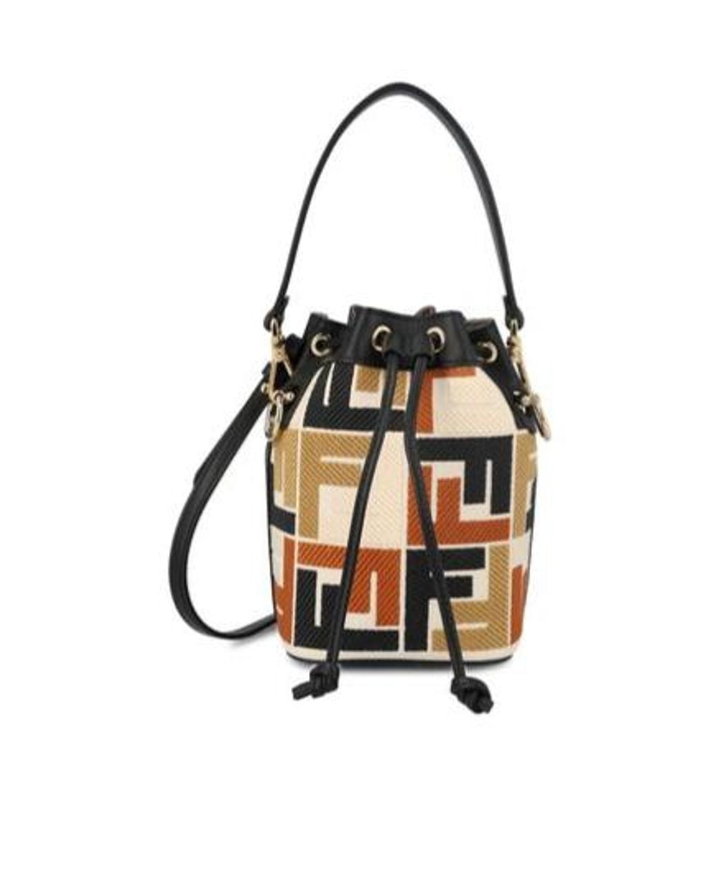 Fendi White Ff Monogram Drawstring Bucket Bag