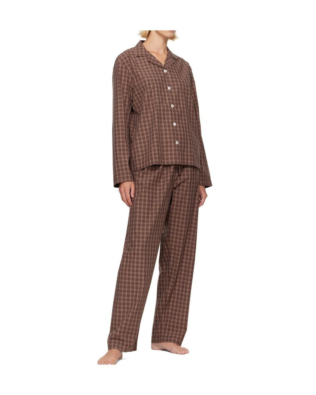 Tekla Brown Plaid Pajama Pants