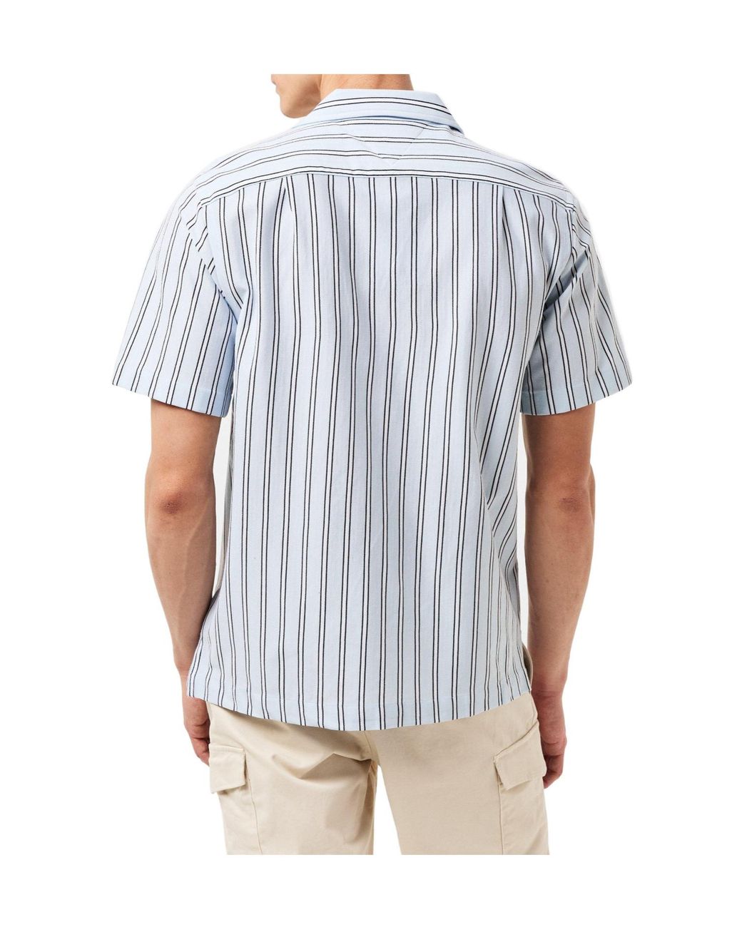 Tommy Hilfiger Blue Verticalstripe Campcollar Shortsleeve Shirt for men