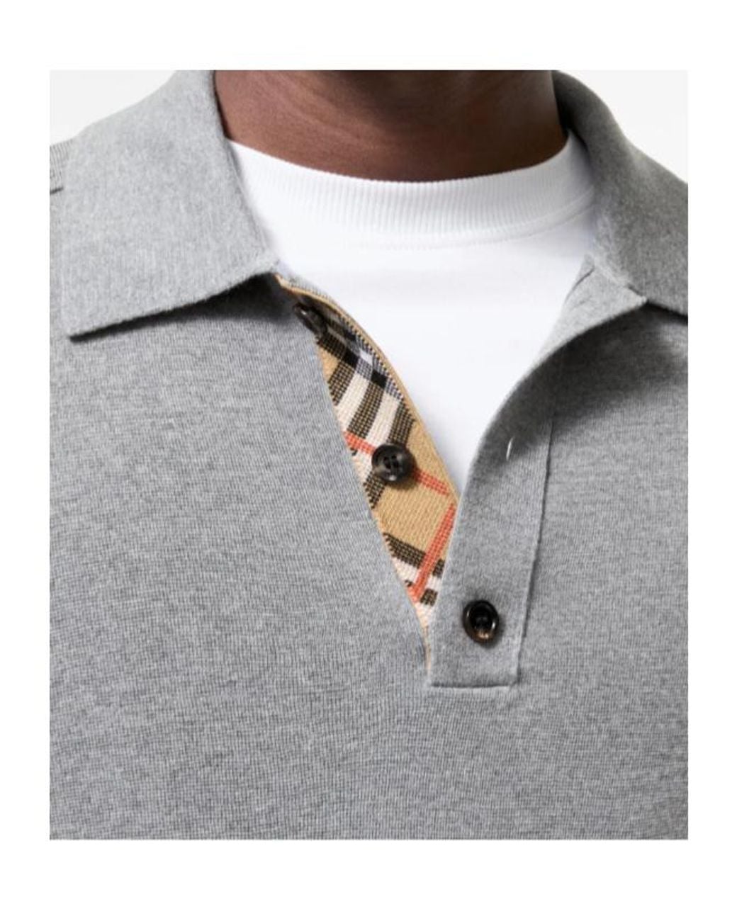 Burberry Gray Long Sleeved Knitted Polo Shirt for men