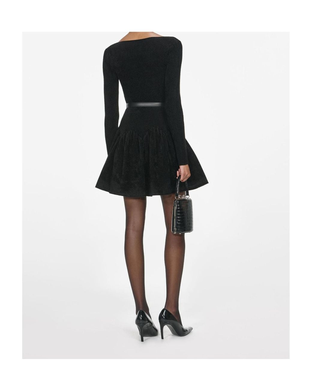 Self-Portrait Black Chenille Knit Mini Dress