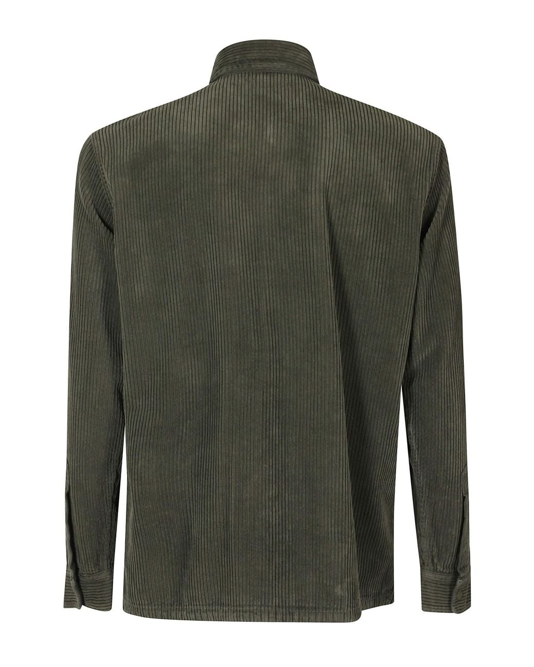 Aspesi Green Corduroy Long Sleeve Shirt for men
