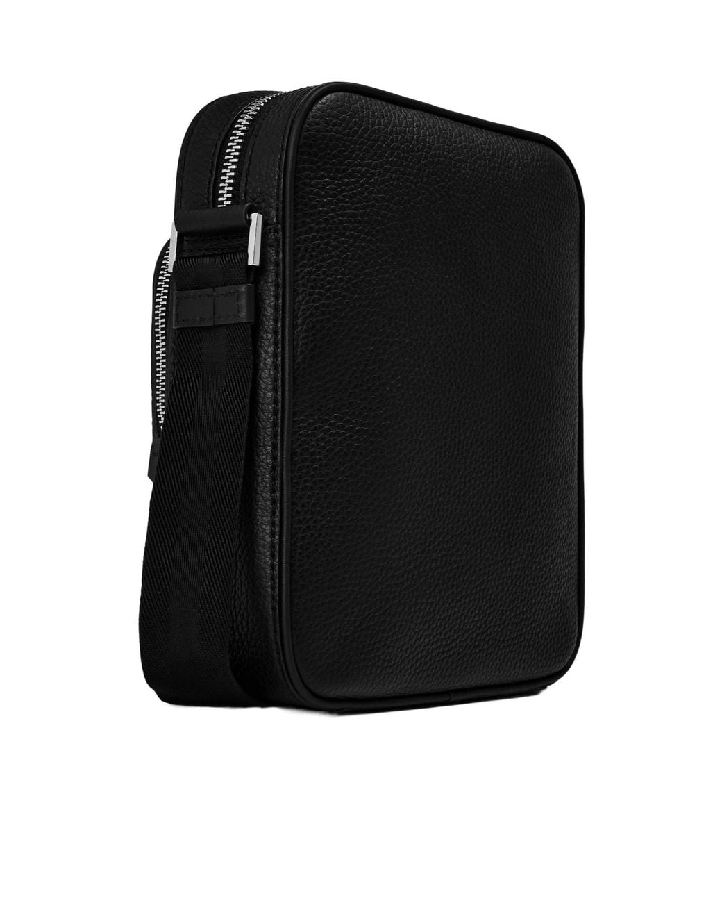 Boss Black Pebbledleather Vertical Crossbody Bag for men