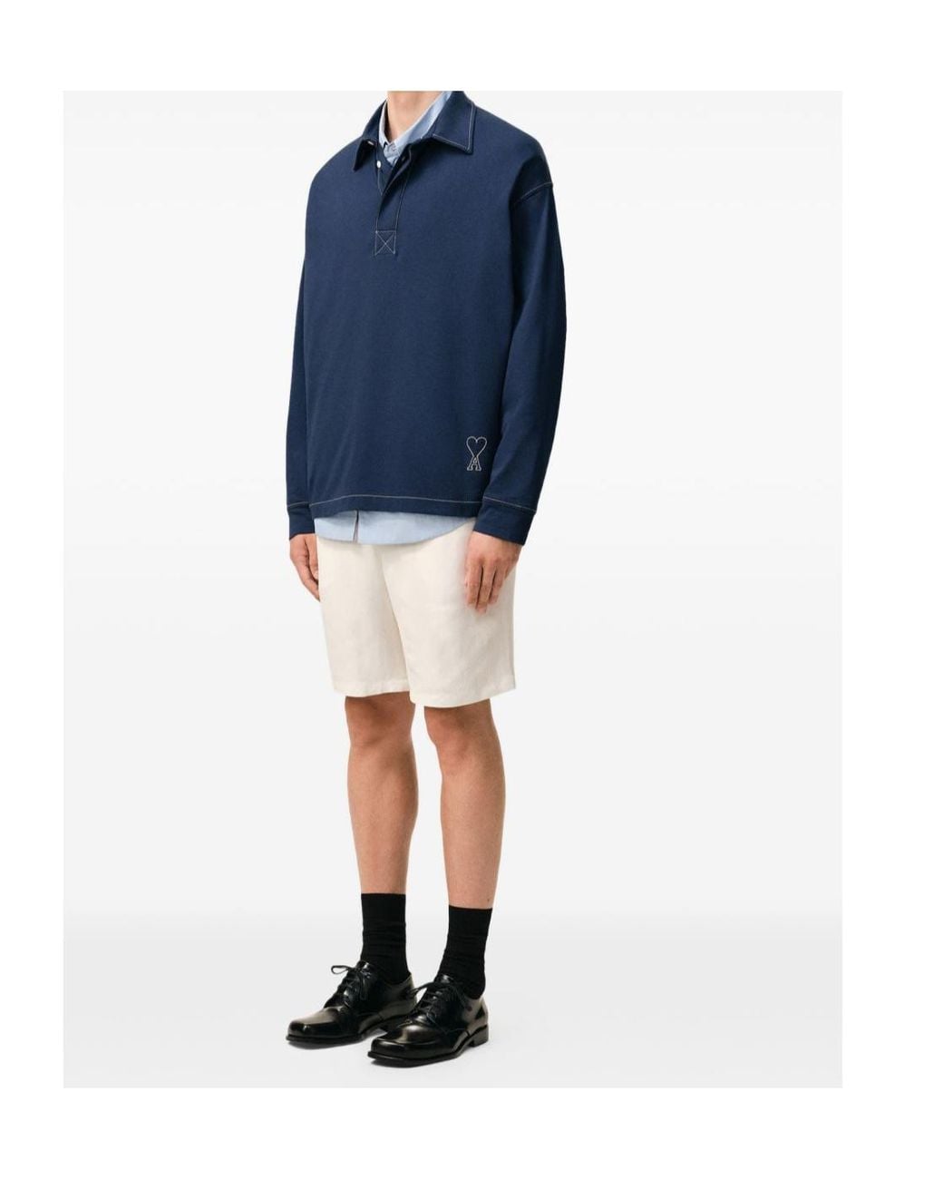 AMI Blue Ami Ami De Coeur Oversized Polo Shirt for men