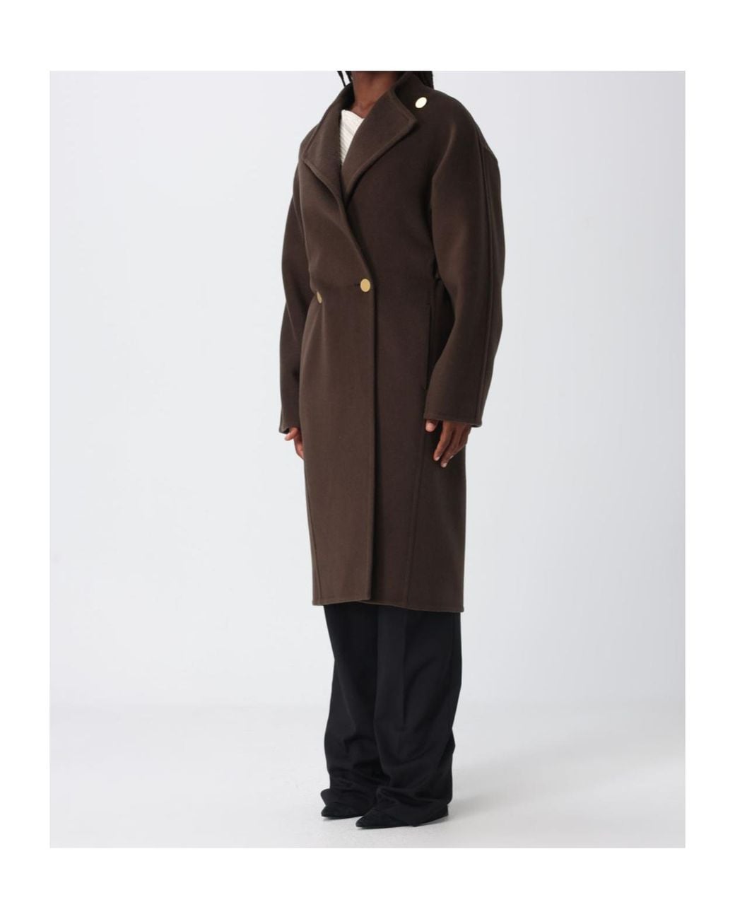 Alberta Ferretti Black Buttoned Belted Coat