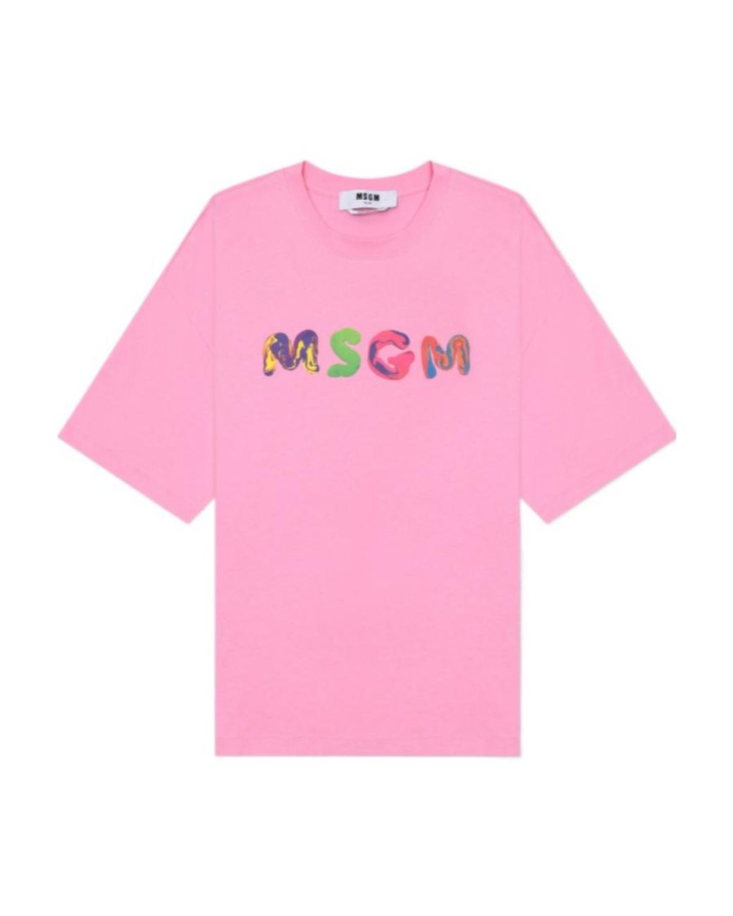 MSGM Pink Logo-Print Cotton T-Shirt