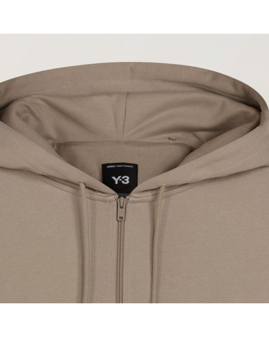 Y-3 Natural Zip-Up Drawstring Hoodie for men