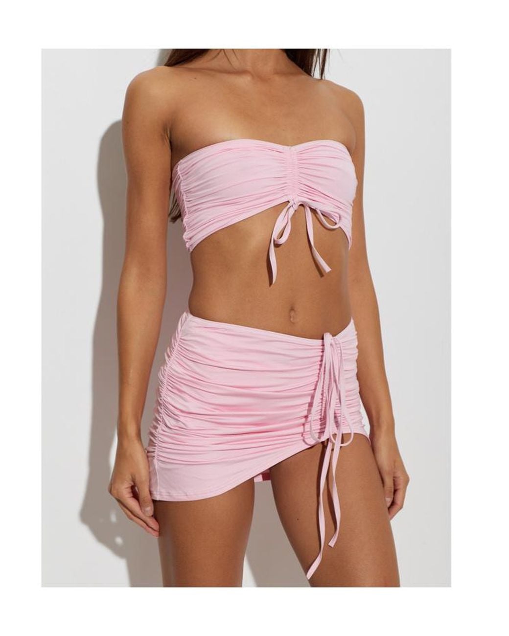 Balmain Pink Drawstring Gathered Beach Skirt