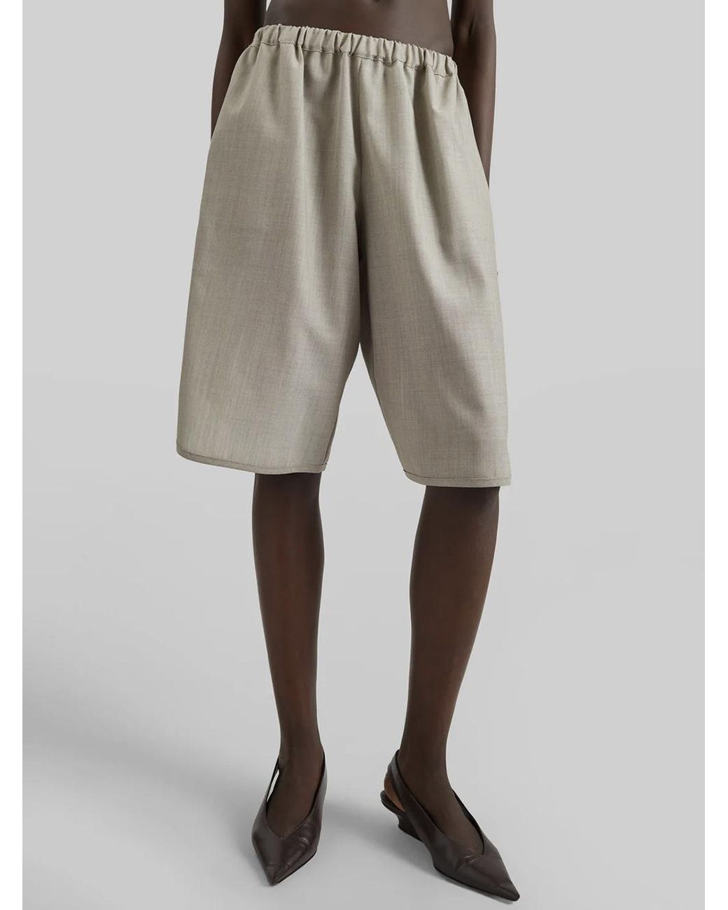 Frankie Shop Gray Elastic Waist Bermuda Shorts