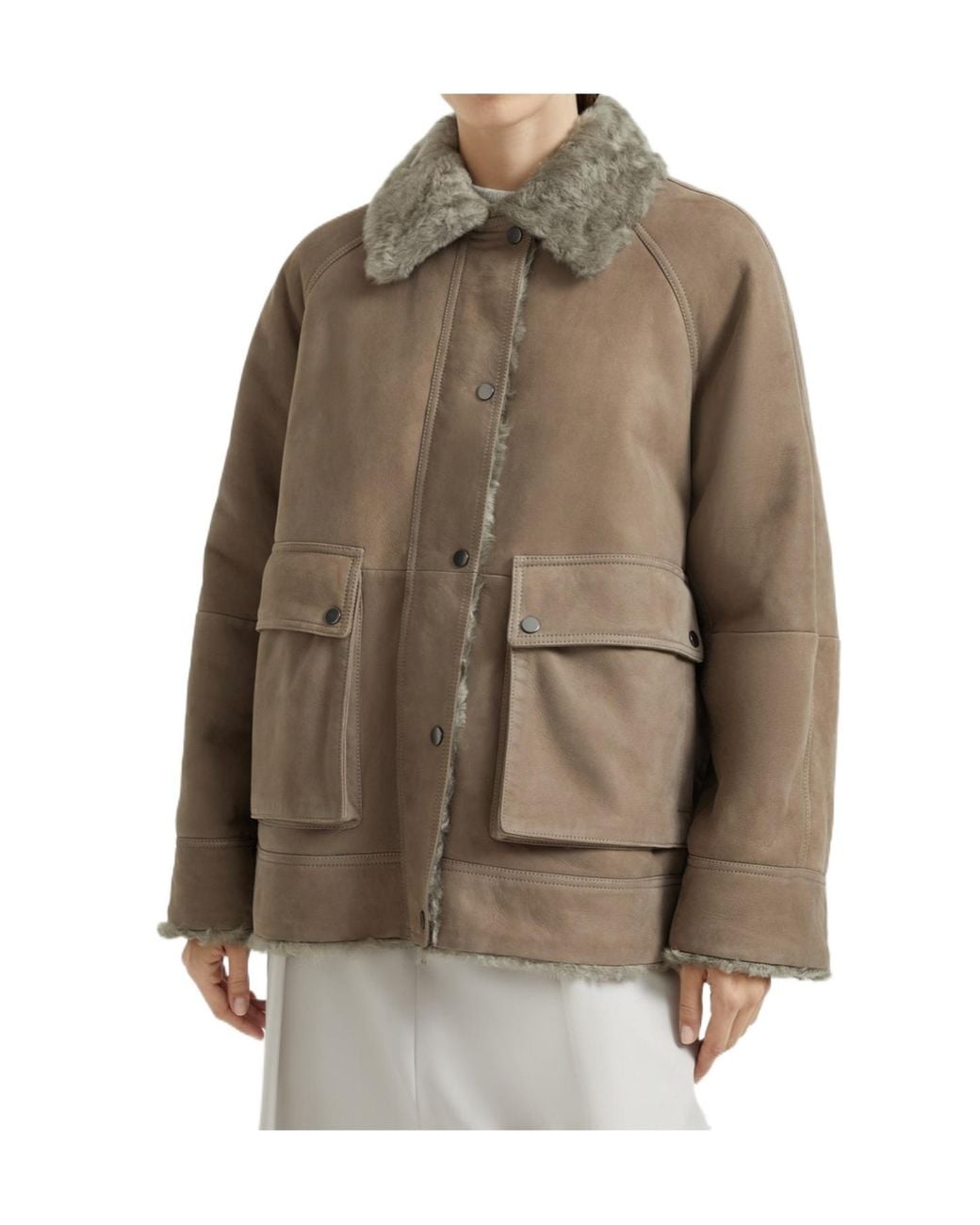 Brunello Cucinelli Brown Fuzzy Outerwear Jacket