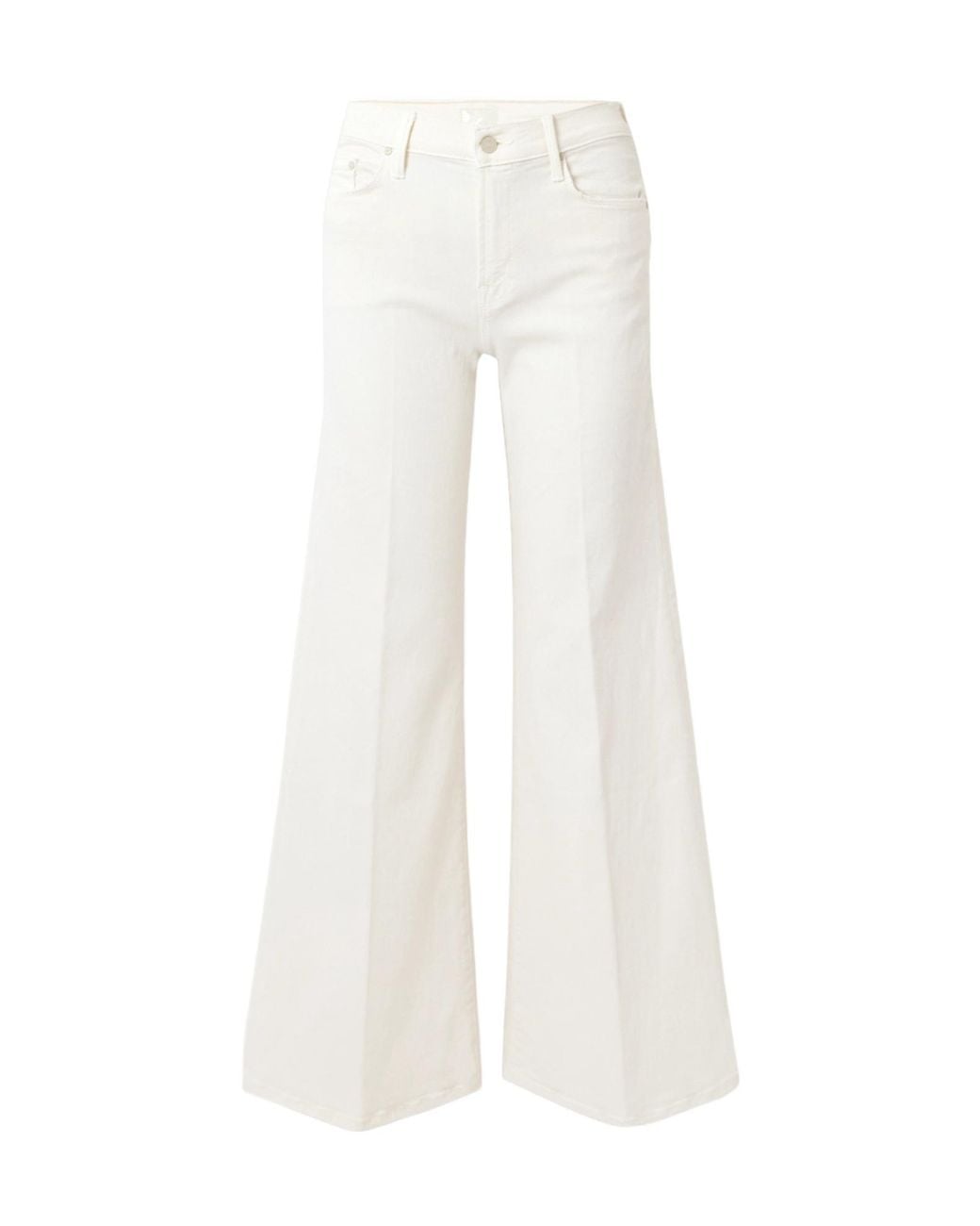 Mother White Mid-Rise Wide-Leg Jeans