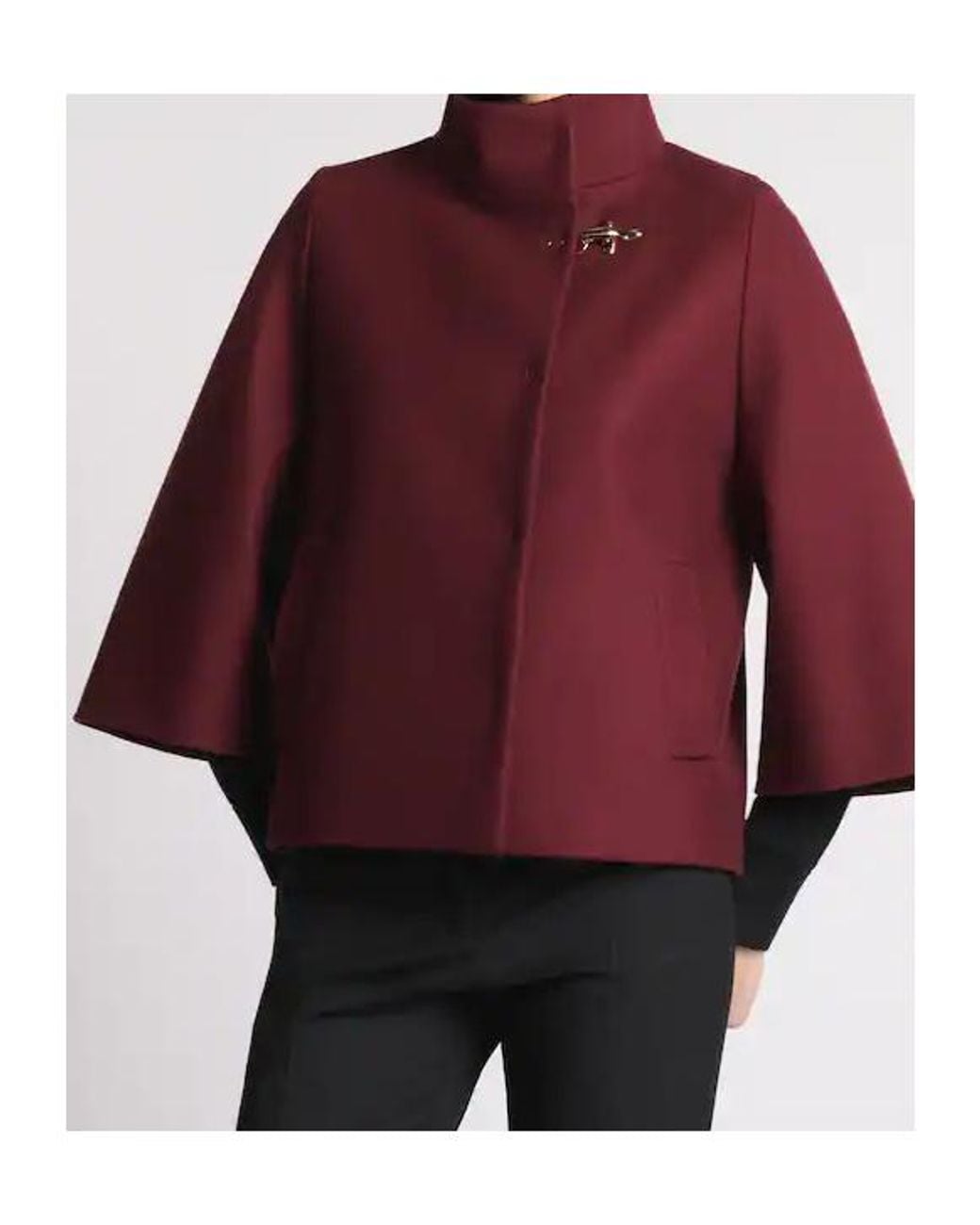Fay Red Hook-Closure Wool Cape