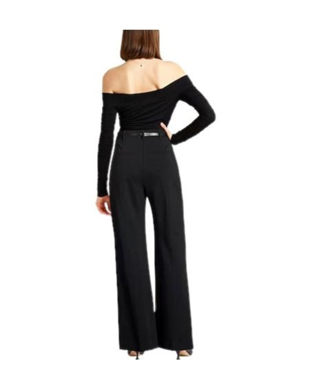 Sportmax Black High-Waisted Wide-Leg Trousers