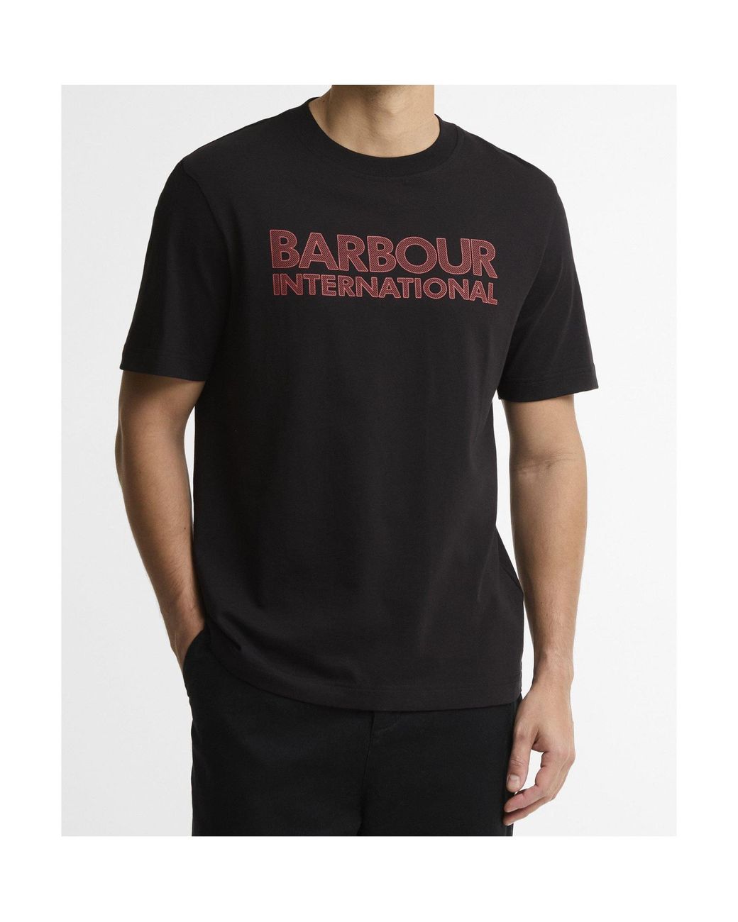 Barbour Black Logo Print Crew Neck T-Shirt for men