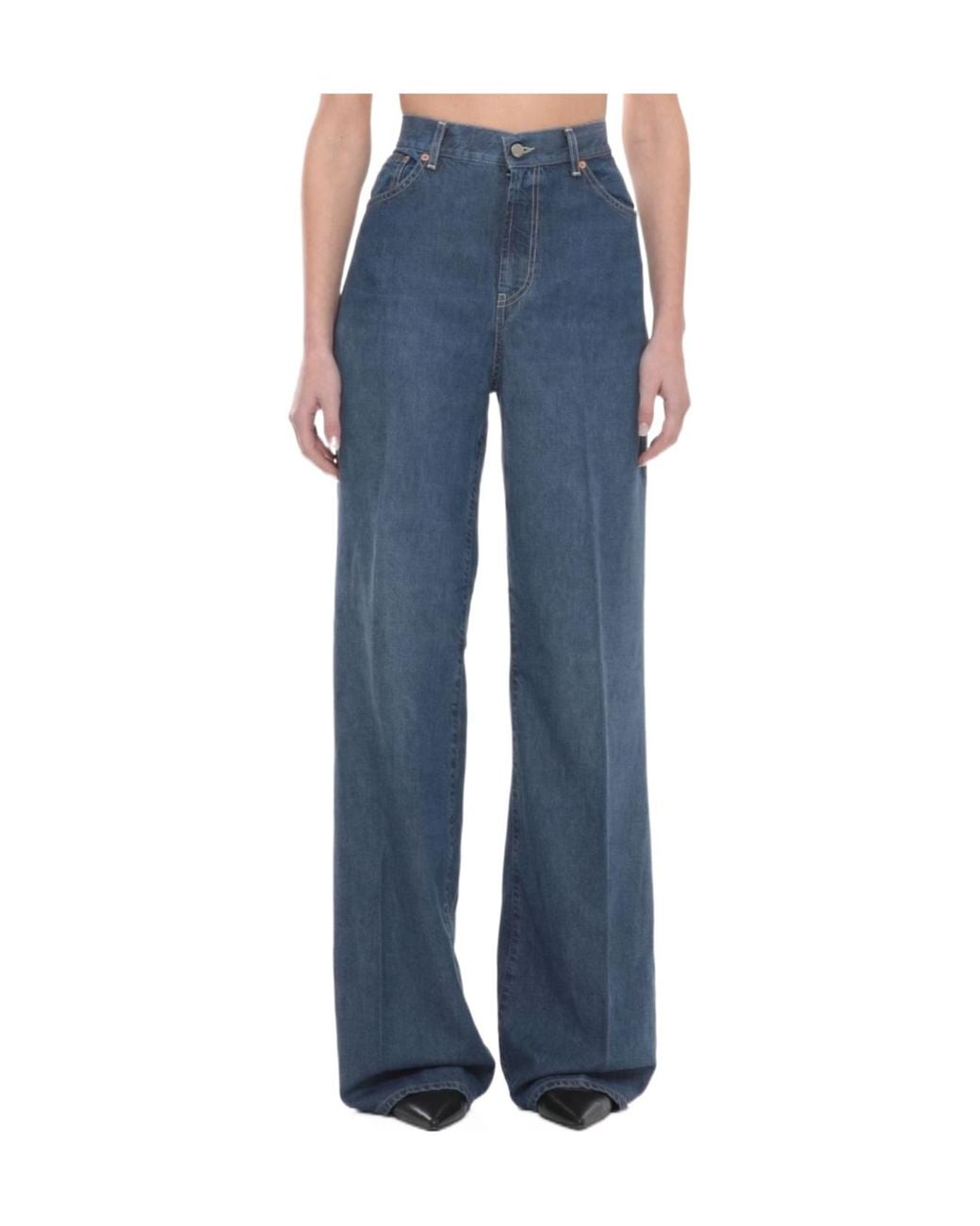 Dondup Blue High-Rise Wide-Leg Jeans