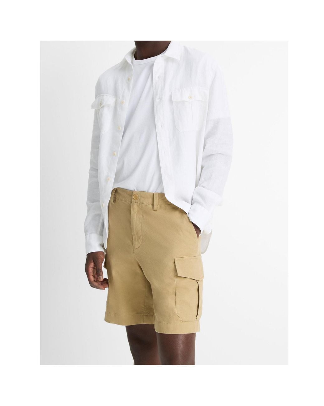 Vince White Belt Loop Shorts for men