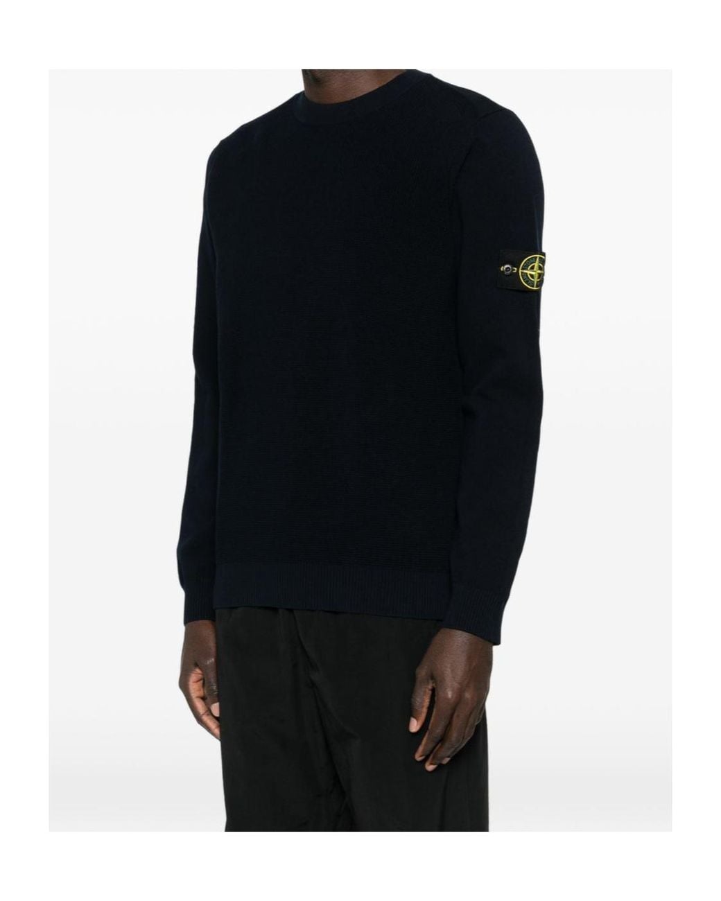 Stone Island Black Logo Patch Crewneck Jumper for men