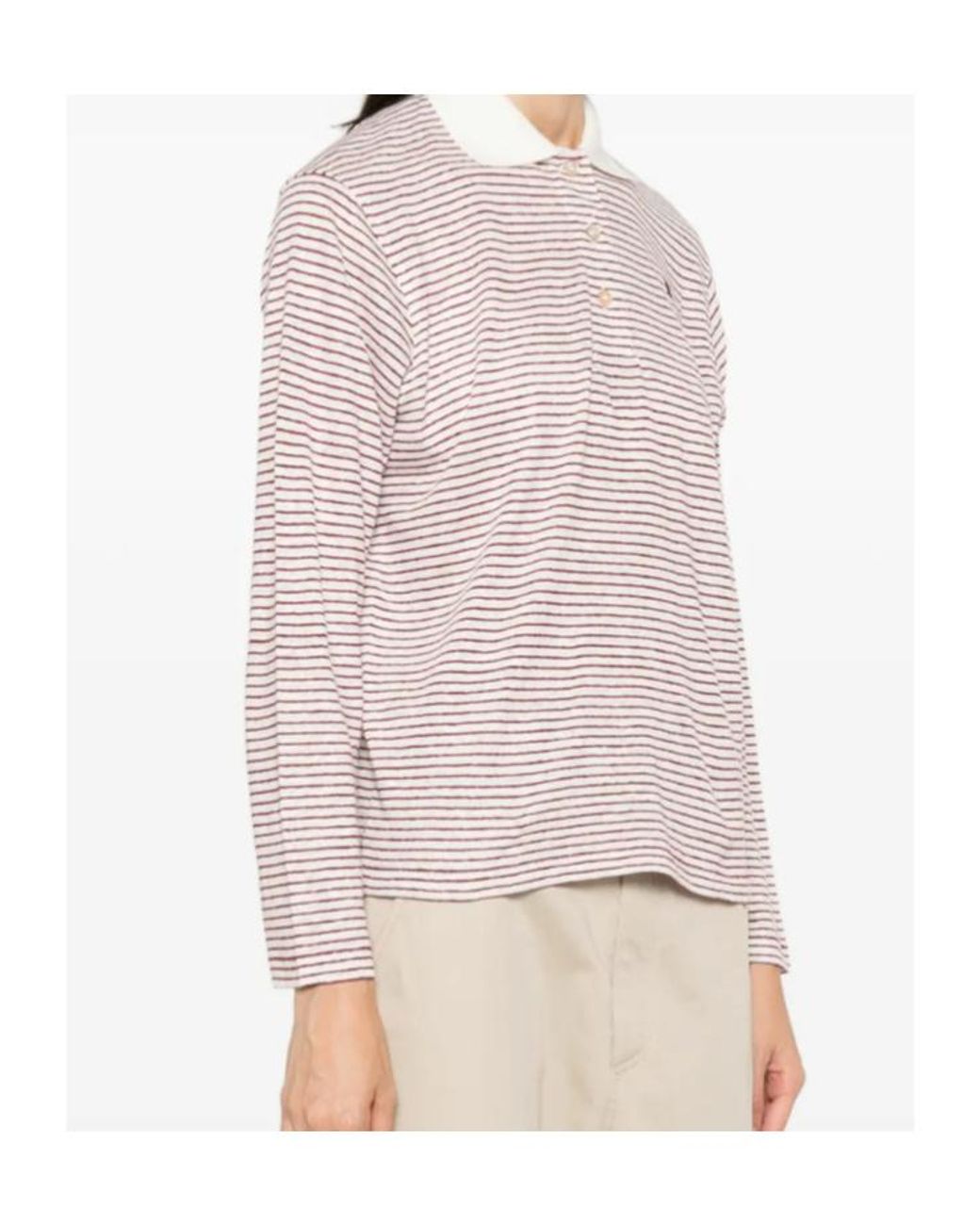 Wales Bonner Pink Striped Long-Sleeve Polo Top