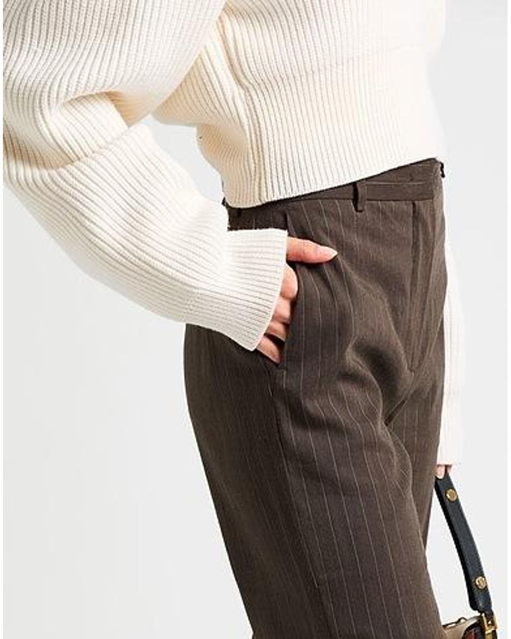 Sportmax Brown High-Waisted Slightly Flared Trousers