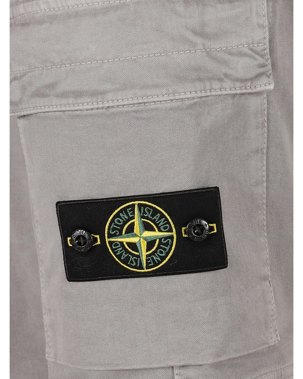 Stone Island Gray Logo Patch Straight-Leg Trousers for men